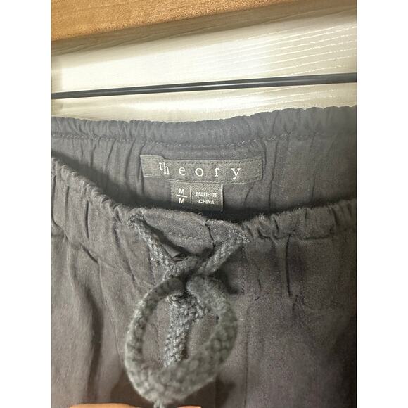 Theory Rhodri Linen Blend Black Casual Ankle Zip Pants Womens Size Medium - Picture 5 of 6